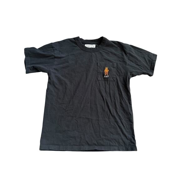 Abercrombie & Fitch Other - Abercrombie Kids Boys Black Relaxed Fit Tshirt Embroidered Bear Pizza 13/14